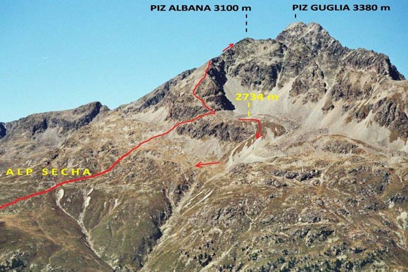 Piz Albana - La vetta ripresa da SE