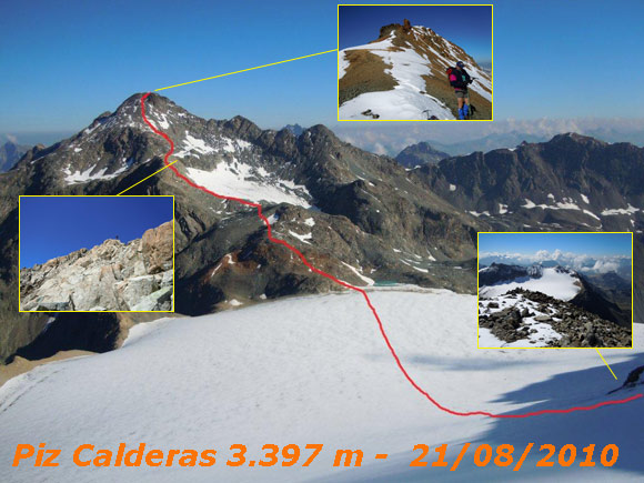 Piz Calderas - Tracciato della salita