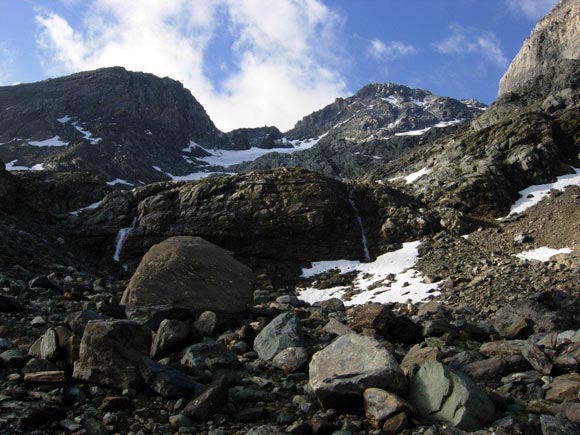 Piz Duan - Sui pendii morenici prima del ghiacciaio