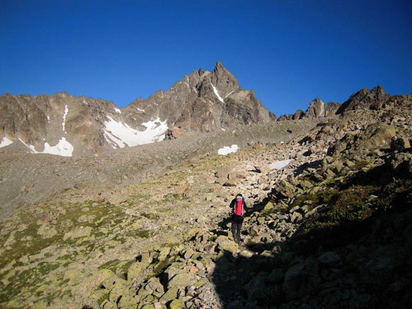 pizkesch - A met strada fra la capanna e la Porta d'Es-cha, al centro della foto la nostra meta