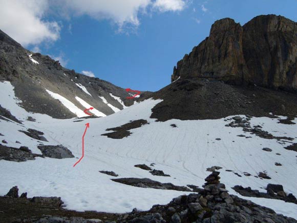 Piz Lischana - Nel vallone ad W della q. 2951 m che si vede a destra.