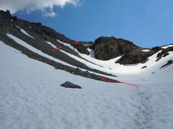 Piz Lischana - Sempre nel vallone, in vista della sella che  prima dell'inizio della cresta SE del Piz Lischana.