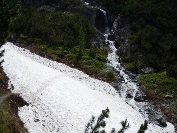 pizlischana - Il sentiero che incrocia il torrente della Val Lischana e i conoidi delle valanghe.