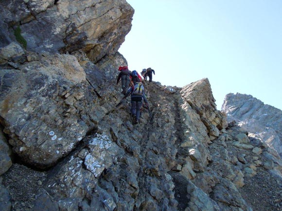 Piz Mitgel - Passaggi attrezzati sulla cresta NW