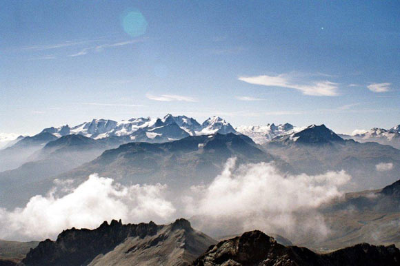 pizot - Panorama verso SSE. Il Gruppo del Bernina