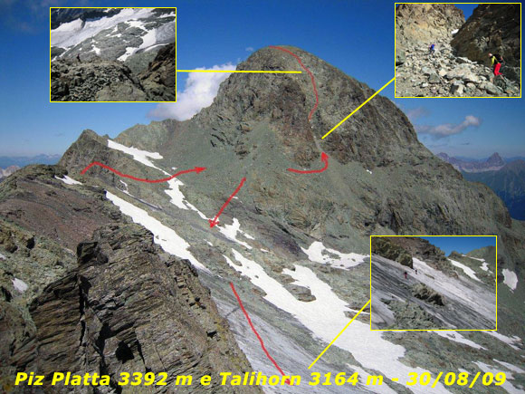 Piz Platta - Tracciato via normale Piz Platta