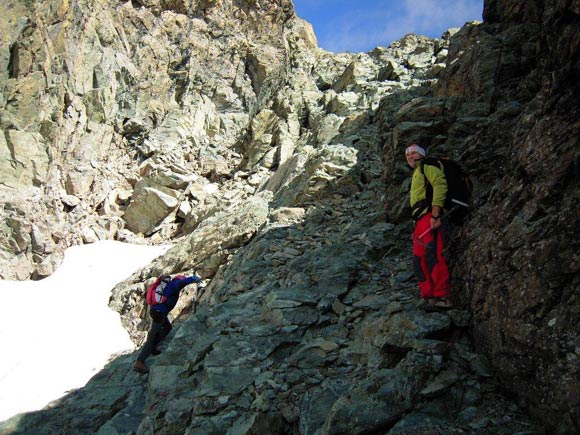 Piz Platta - Sempre nel canalone, dopo aver superato una prima rampa nevosa