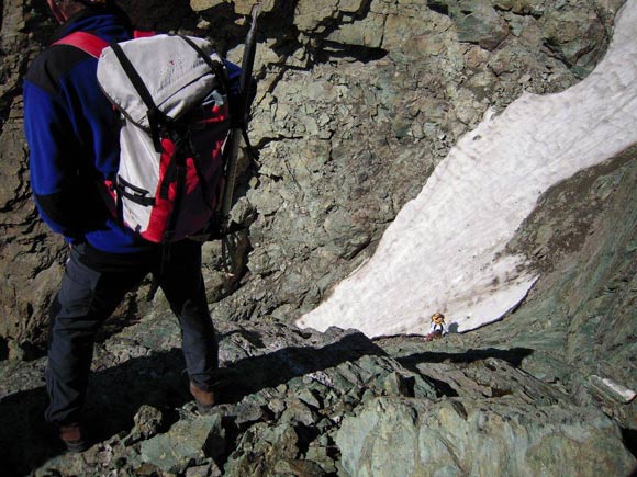 Piz Platta - Talihorn - L'alternativa alle roccette  la placchetta rocciosa scelta da Pietro, da me e dall'escursionista che la sta affrontando