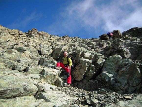 Piz Platta - Talihorn - Dopo il canalone, sulle ripide ma facili rocce del pendio S