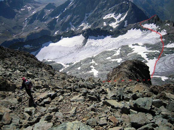 Piz Platta - Talihorn - Inizia la discesa, in alto a destra il Talihorn la nostra seconda meta