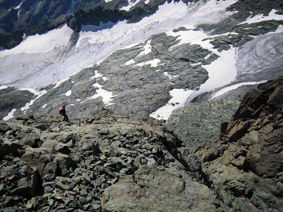 Piz Platta - A destra il canalone da scendere