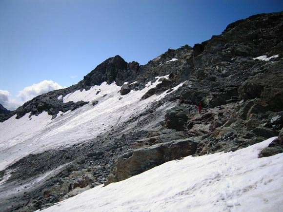 Piz Platta - Talihorn - Verso l'evidente costola rocciosa della cresta E