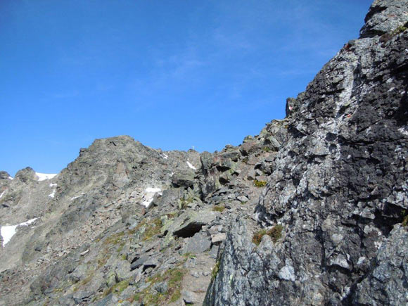 pizsesvenna - In prossimit della cresta, a centro foto la croce di vetta del Piz Sesvenna