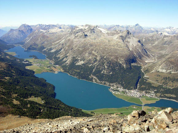Piz Surlej - Il panorama stupendo sui laghi dell'Alta Engadina