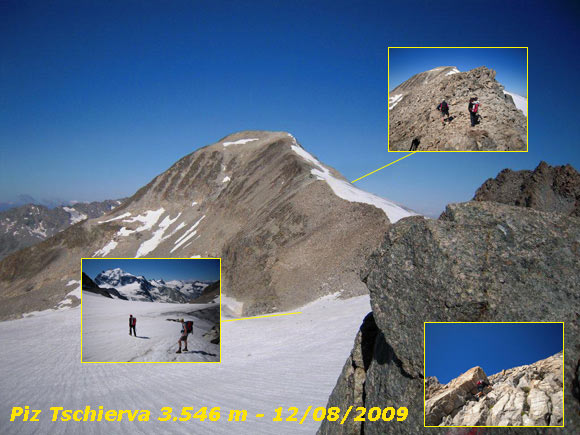 Piz Tschierva - Il Piz Tschierva dalla Fuorcla da Boval con il percorso di salita