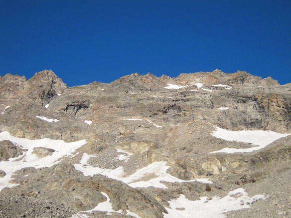 Piz Tschierva - La parte pi impegnativa dell'itinerario, la parete da salire per accedere alla Fuorcla da Boval