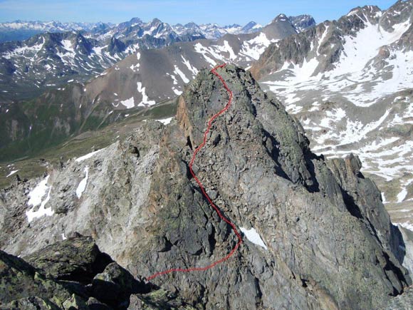 Piz Viroula - Panorama verso SW, in primo piano il versante N della Cima W dove passa l'itinerario