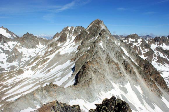 Piz Viroula - Panorama verso NW, il Piz Val Mura e la sua bellissima cresta SE