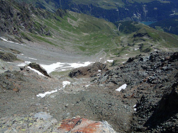 Pizzi dei Piani - La Val Melera e la parete ENE, dalla vetta