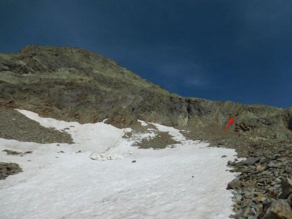 Pizzo Calino - Il canalino che permette di accedere alla cresta E