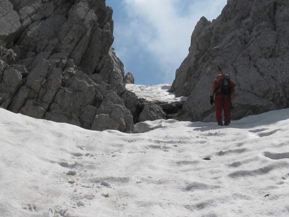 Pizzo Camino Camuno - Interruzione rocciosa verso l'uscita del canale