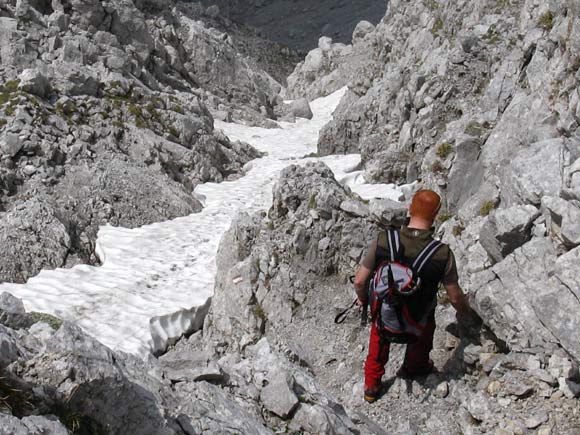 Pizzo Camino Camuno da SW - Discesa per il canalone della via normale