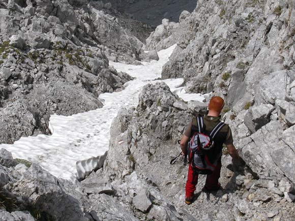 Pizzo Camino Camuno - Discesa per il canalone della via normale