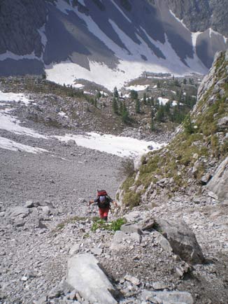 Pizzo Camino Camuno - Inizio del ghiaione di salita