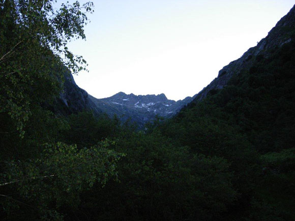 Pizzo Campanile - All'inizio della Valle del Dosso. In alto, a destra, il Pizzo Campanile
