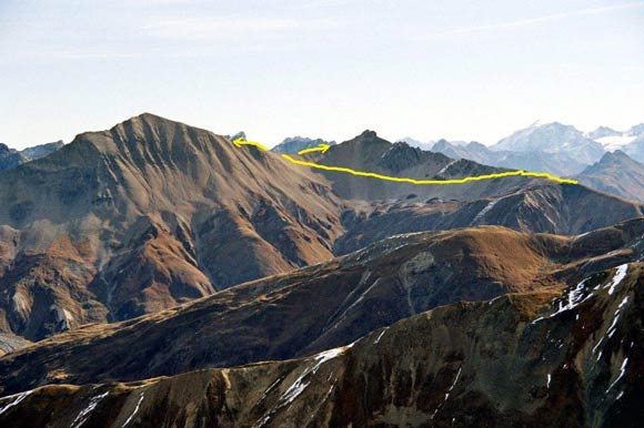 Punta e Pizzo Cassana - Il Pizzo e la Punta Cassana da W, dal Piz Uter