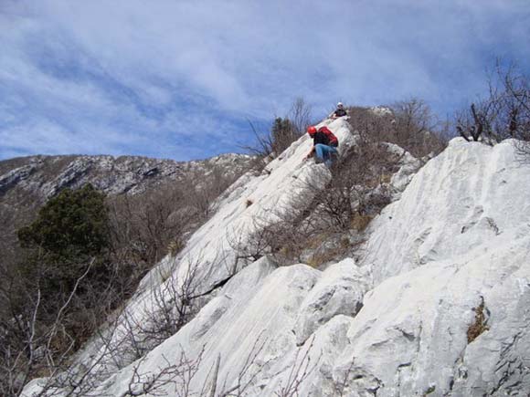 Monte Pizzoccolo - Cresta SE - Rimontando sugli strati rocciosi inclinati della cresta