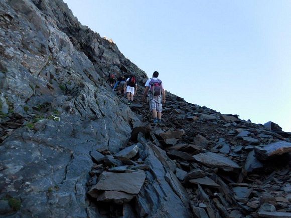 Pizzo del Diavolo di Tenda - Sulla cengia obliqua