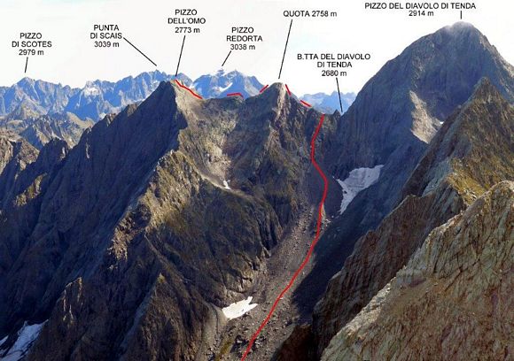 Pizzo dell Omo - Immagine ripresa da W, dal Monte Aga