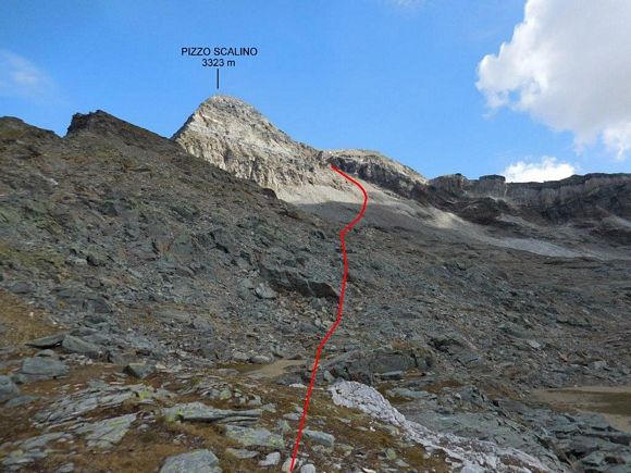 Pizzo Scalino - Il percorso di discesa nell'alta Val Painale