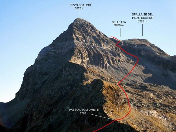 Pizzo Scalino - Il percorso di discesa nell'alta Val Painale