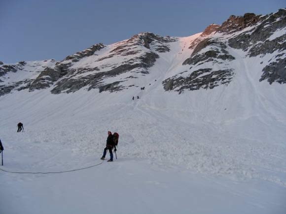 Cima Presanella - Parete Nord - Alla base dello scivolo nord