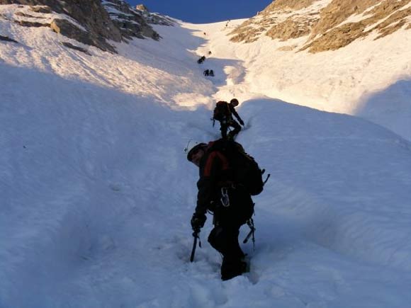 Cima Presanella - Parete Nord - L'inizio dello scivolo