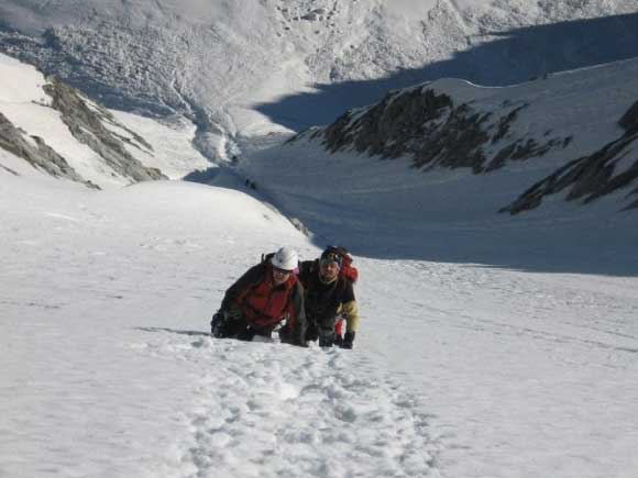 Cima Presanella - Parete Nord - Vista dall'alto dello scivolo