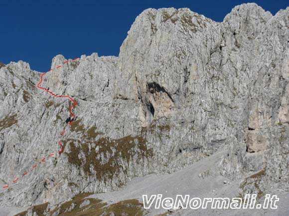 Pizzo della Presolana Ovest - Parte del percorso di salita salendo verso la Grotta dei Pagani