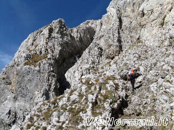 Pizzo della Presolana Occidentale - Tratto camminabile sopra la Grotta dei Pagani