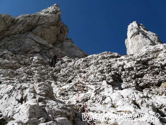 Pizzo della Presolana Occidentale - Lungo la paretina fra i due torrioni centrali