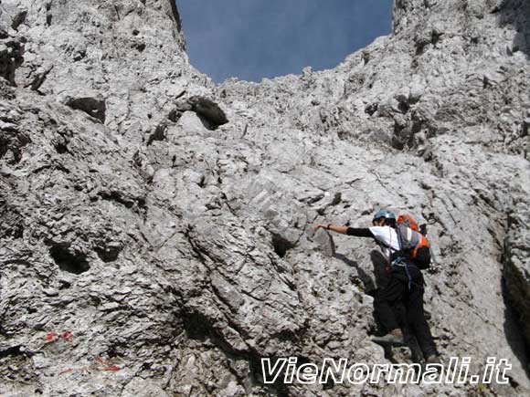 Pizzo della Presolana Occidentale - Passaggio alla fine della paretina