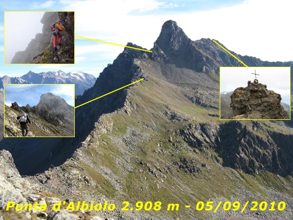 puntaalbiolo - La cresta di accesso verso il Torrione d'Albiolo con dietro la Punta d'Albiolo