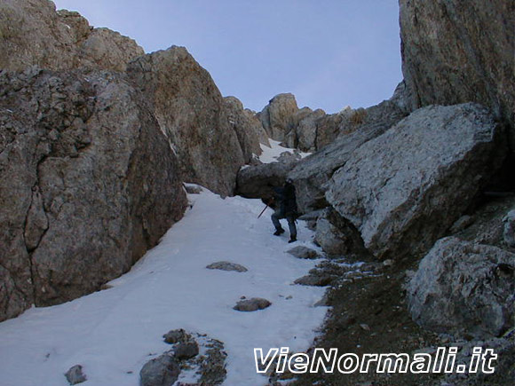 Punta del Ciadin - Il canalone di accesso alla via normale alla Punta del Ciadin