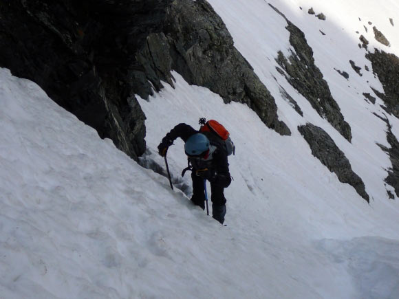 Pizzo Recastello - Matteo impegnato nel Canal del Vecio