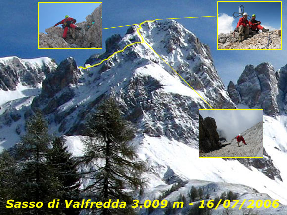 Sasso di Valfredda - Cima e percorso visti dai prati di Fuchiade