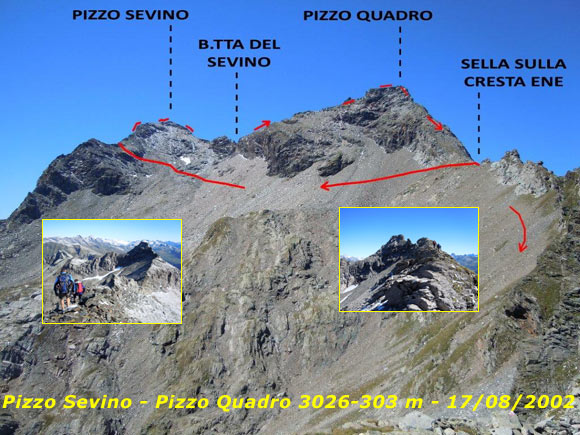 Pizzo Sevino e Pizzo Quadro - Immagine ripresa dai pressi del Biv. del Servizio