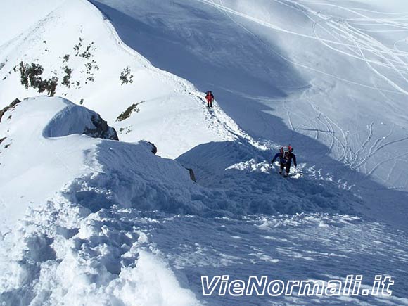 Monte Sodadura - Cresta SW - Il breve pendio visto dalla cresta