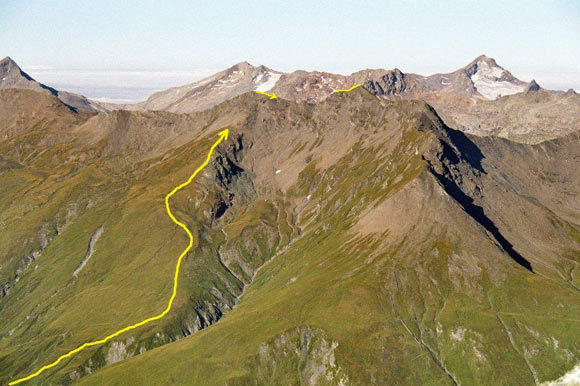 Tscheischhorn - Lo Tscheischhorn da NE dalla vetta del Mazzaspitz