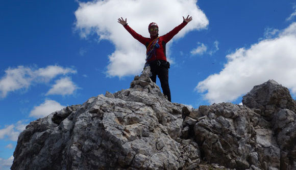 Beppe Ziggiotto in vetta alla Cima de Falkner